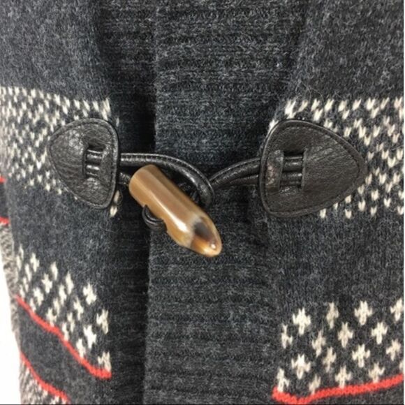 SPLENDID Cotton Angora Nordic Fair Isle Toggle Cardigan Sweater Grey Red M - Picture 4 of 8